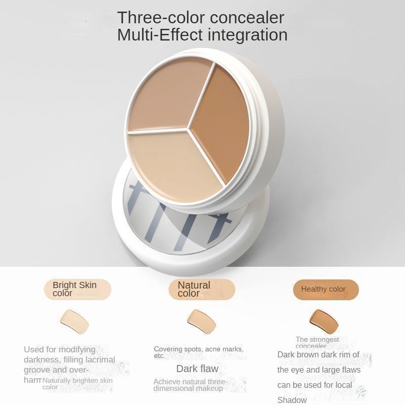 Tfit Tricolor Concealer - waterproof liquid face repair for acne, dark circles, and brightening