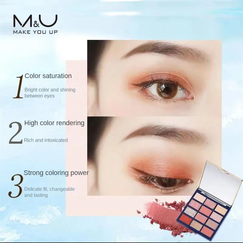 M&U Fashionable 12-Color Eyeshadow Palette - Long-Lasting Shimmer, Highly Pigmented Blendable Powders