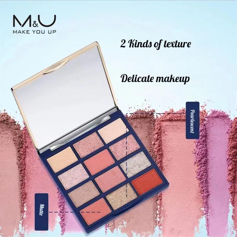 M&U Fashionable 12-Color Eyeshadow Palette - Long-Lasting Shimmer, Highly Pigmented Blendable Powders